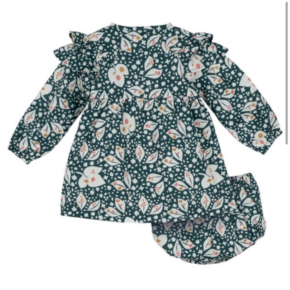 Maison Me Leaves and Ivory Dress and Bloomers Set, 6-12 M - Picture 2 of 7